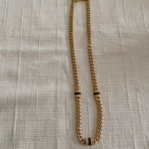 Signed Swarovski Chain Black Enamel and Crystal Link Necklace